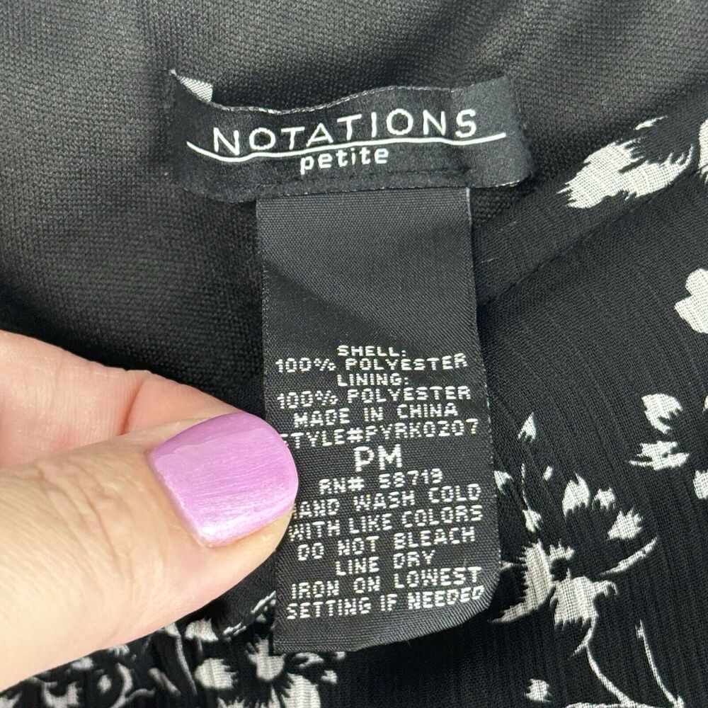 VTG NOTATIONS Womens Petite Medium tiered bohemian skirt Black White Floral Maxi - Picture 3 of 6